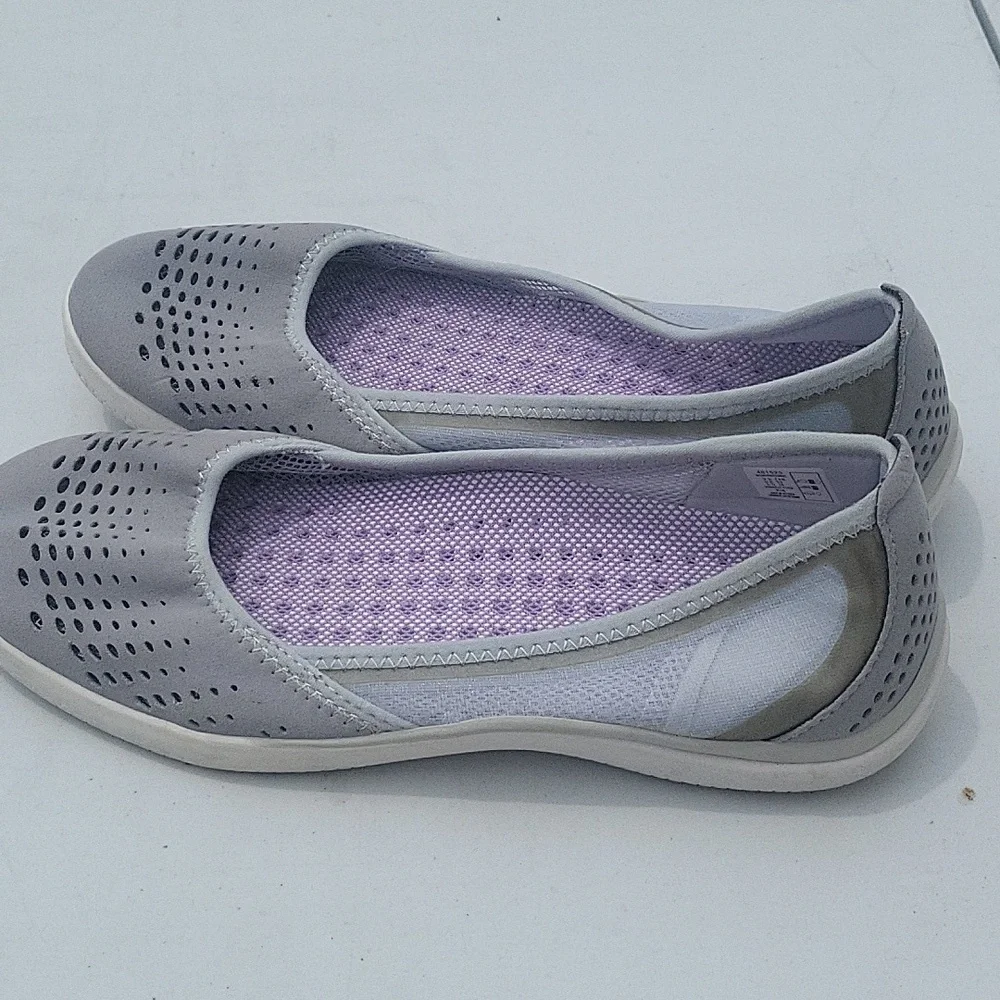 Lands' End Gray Slip-On Ballet Flats with Lavender Insoles